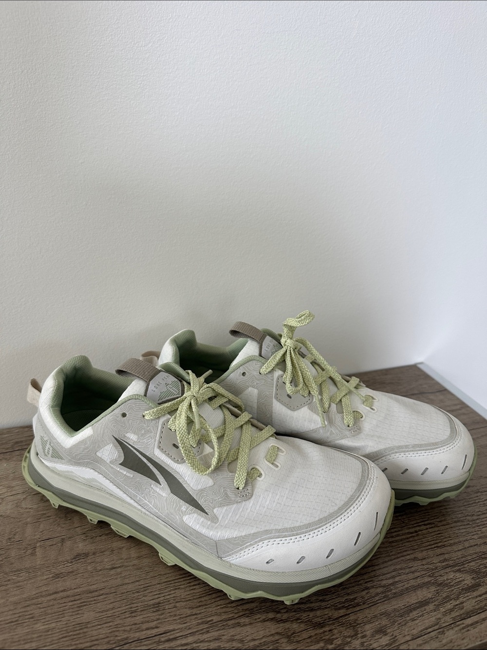 Altra Lone Peak Light Green and White Trail Hiking Running Shoes